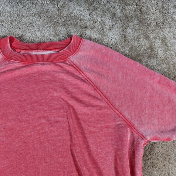 American Eagle Women's Short Sleeve Sweatshirt Medium Red Distressed #180 - Picture 2 of 8